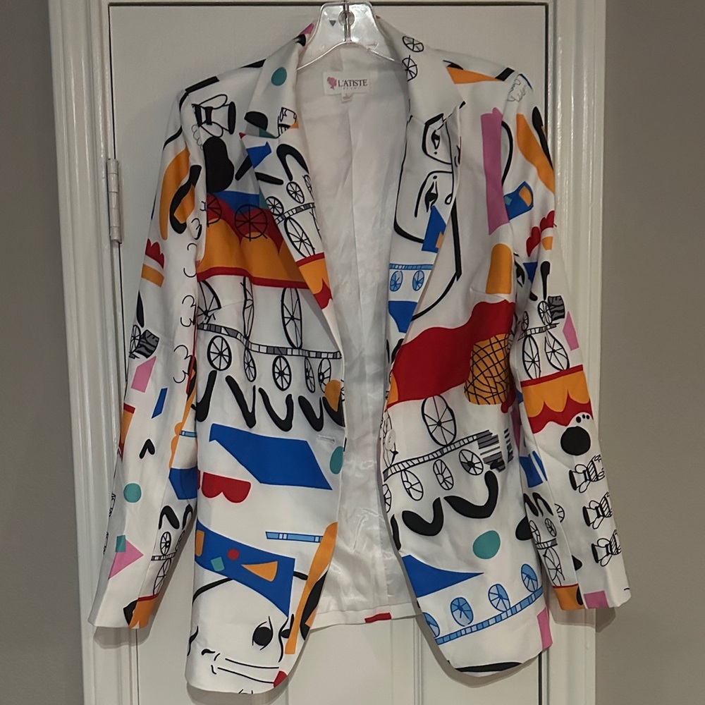 L'ATISTE Multicolor Abstract Blazer